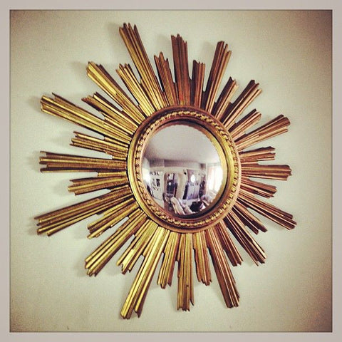 Large Sunburst Mirror 1950's from Belgium with convex glass - Decorative Antiques UK - 1