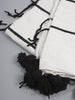 TASSEL POM POM BLANKET, WHITE & BLACK