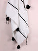 TASSEL POM POM BLANKET, WHITE & BLACK