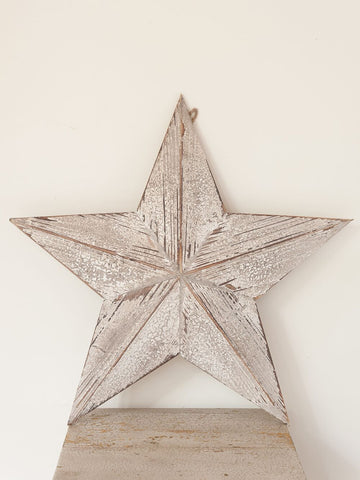 Wooden Barn Stars with distressed white paint finish - Decorative Antiques UK - 1