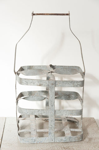 Vintage French Galvanized Bottle Carrier - Decorative Antiques UK - 1