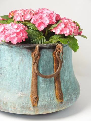 Amazing Antique French Copper Planter with Verdigris patina