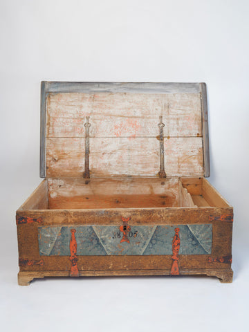 Amazing Antique Swedish Trunk with original paint