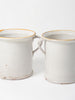 Antique Italian White Confit Pots with yellow rim