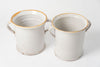 Antique Italian White Confit Pots with yellow rim