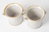 Antique Italian White Confit Pots with yellow rim