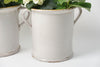 Antique Italian White Confit Pots with yellow rim