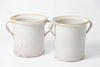 Antique Italian White Confit Pots with yellow rim