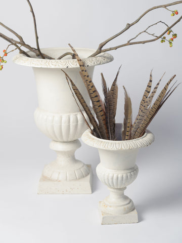 Antique French Cast Iron Urns later painted