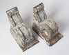Pair large antique 18th Century wooden corbels with original paint