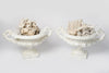 Pair Antique French Cast Iron White Urns with handles