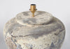 Beautiful large Barnacled textured jar lamps with natural linen shades