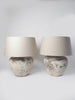 Beautiful large Barnacled textured jar lamps with natural linen shades