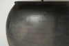 Large Black Grey Pottery Lamp with natural linen shade
