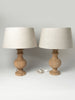 Beautiful handcrafted wooden table lamps with natural linen shades
