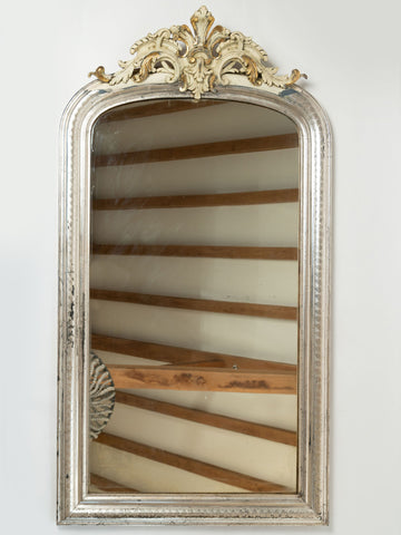 Amazing antique 19th century French silver gilt crested mirror