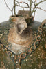Antique French Walnut Oil pot with original green glaze