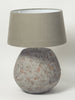 Pair Textured Stone Lamps with Brushed Linen shades