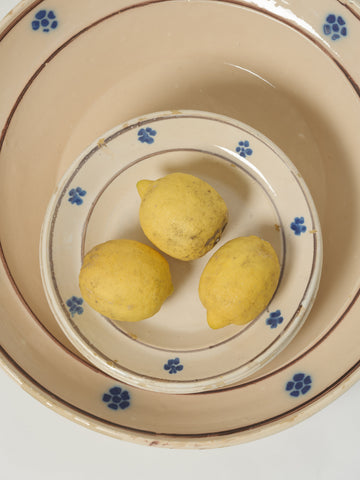 Antique Puglian Large Platter Bowl and Side Plates