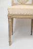 Pair antique French upholstered lyre back chairs with old paint