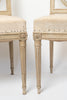 Pair antique French upholstered lyre back chairs with old paint