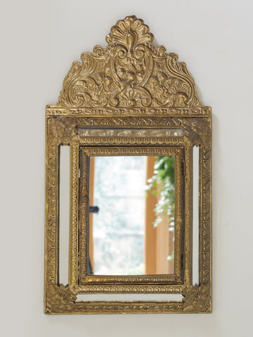 20TH CENTURY BRASS HALL CUSHION MIRROR CABINET