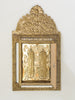20TH CENTURY BRASS HALL CUSHION MIRROR CABINET
