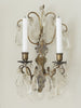 Pair Vintage French Crystal Wall Candelabras
