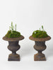 Cute pair small antique French Cast iron urns