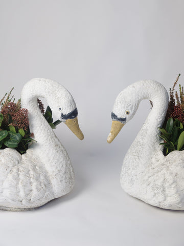 Pair Vintage French Swan Planters
