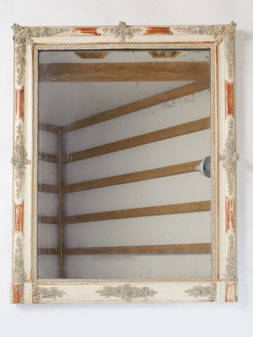 Antique 19th Century Paint and Gilt Overmantle Mirror