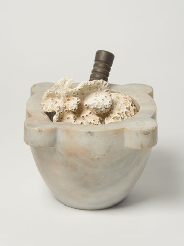 Antique French Marble Mortar and Wooden Pestle