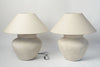 Pair Beautiful Large Textured Jar lamps with Linen shade