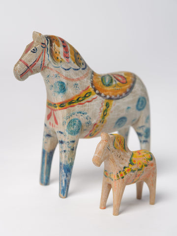 Antique Swedish hand painted Dala horse (tiny)