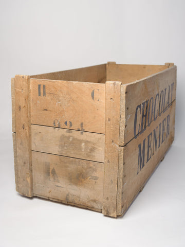 Huge Antique Chocolat Menier Wooden Box
