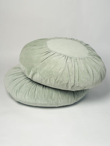 Round Velvet Cushion in mint green colourway
