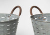 Vintage Olive galvanised metal baskets