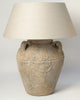 Huge Textured Jar Table Lamp with beige linen shade