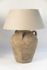 Huge Textured Jar Table Lamp with beige linen shade