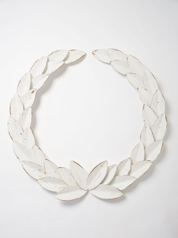 Handcrafted Metal Laurel Wreath with distressed paint finish