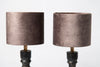 Beautiful Dutch wooden balustrade table lamps with velvet shades