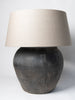 Beautiful Black pottery jar lamp with natural linen shade