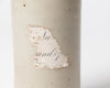 Antique stoneware cider bottle with old label from Digoin, France