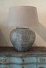 Pair Huge Terracotta Jar Table Lamps with Linen lampshades - Decorative Antiques UK  - 3