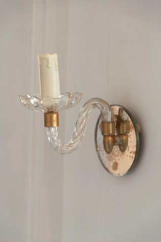 Vintage French Mirrored and Venetian glass Wall light Sconces - Decorative Antiques UK  - 3