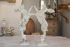 Gorgeous Pair Aged Metal Boxing Hares on Stands - Decorative Antiques UK - 2