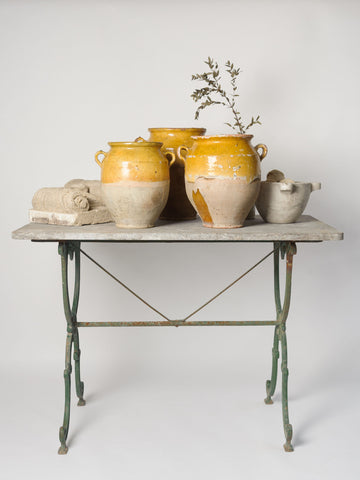 Antique French Marble top Cast Iron Bistro Table