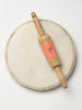 Antique Indian Marble Chapati Board and Wooden Rolling Pin