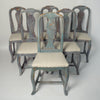 Rare Set of Six Antique Swedish Bergslags Rococo Style Dining Chairs