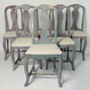 Rare Set of Six Antique Swedish Bergslags Rococo Style Dining Chairs